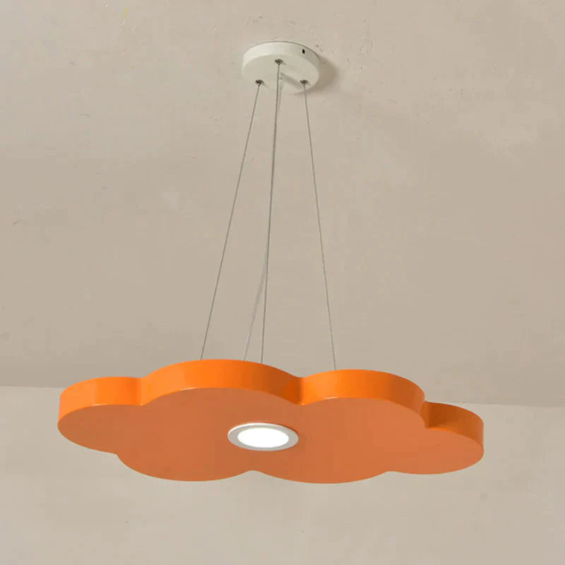 Orange/Blue/Green Cloud Hanging Lamp Cartoon Style Led Metal Pendant Chandelier In Warm/White Light