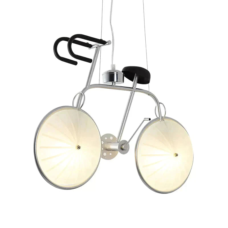 Creative Bicycle Hanging Light Metal Acrylic Chrome Chandelier For Boys Girls Bedroom