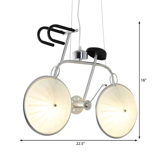 Creative Bicycle Hanging Light Metal Acrylic Chrome Chandelier For Boys Girls Bedroom