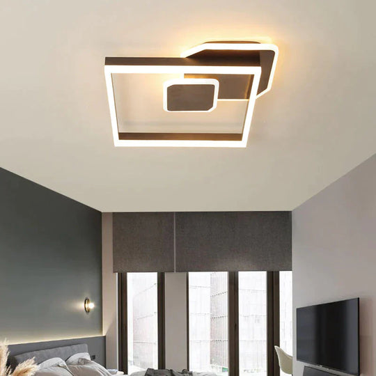 Led Ceiling Lamp Acrylic Aluminum Living Room Modern Simple Lighting Bedroom Study Coffee Color / B