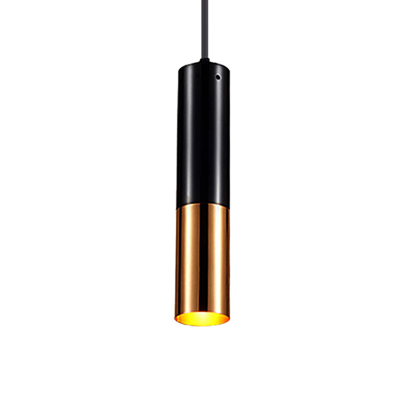 Modern Black And Gold Cylinder Pendant Lighting For Bar Cafe