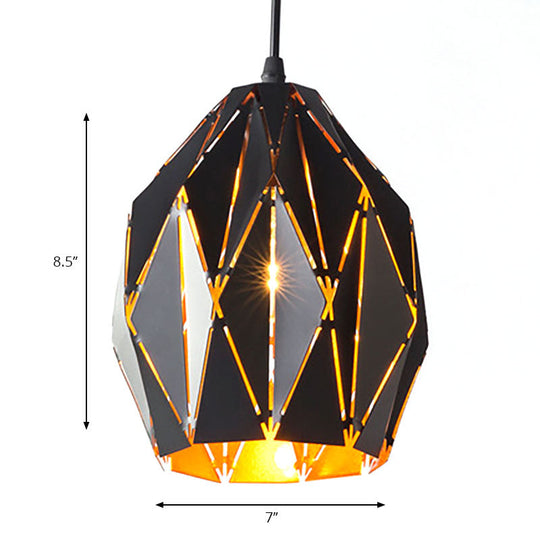 Melody - Origami Style Pendant Light 1 Metallic Ceiling Hanging Lamp In Black For Cafe Restaurant