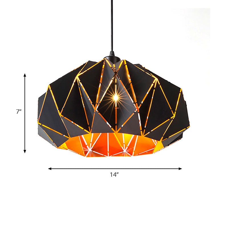 Melody - Origami Style Pendant Light 1 Metallic Ceiling Hanging Lamp In Black For Cafe Restaurant