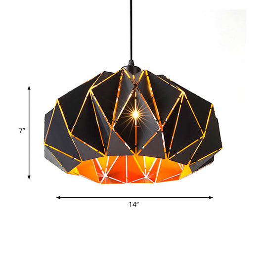 Melody - Origami Style Pendant Light 1 Metallic Ceiling Hanging Lamp In Black For Cafe Restaurant