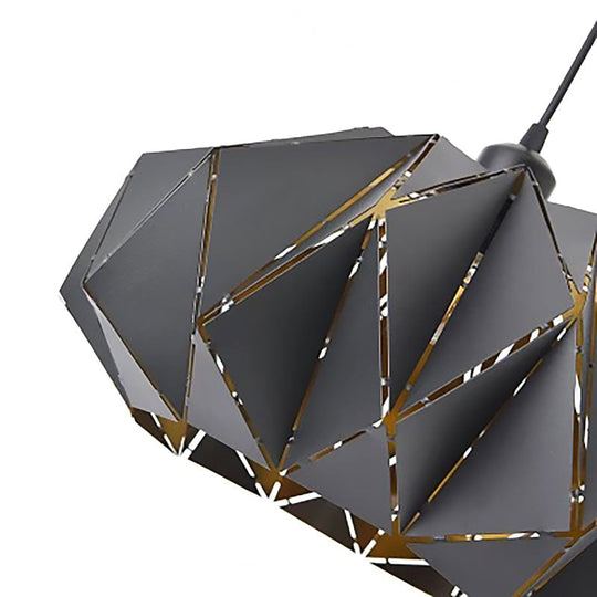 Melody - Origami Style Pendant Light 1 Metallic Ceiling Hanging Lamp In Black For Cafe Restaurant