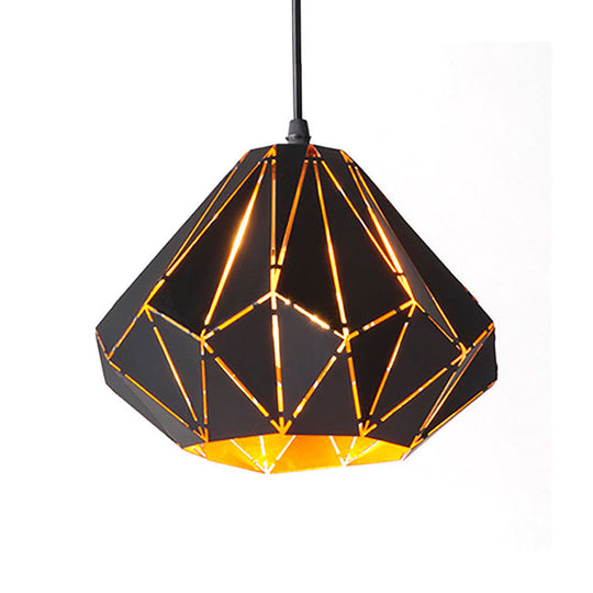 Melody - Origami Style Pendant Light 1 Metallic Ceiling Hanging Lamp In Black For Cafe Restaurant /