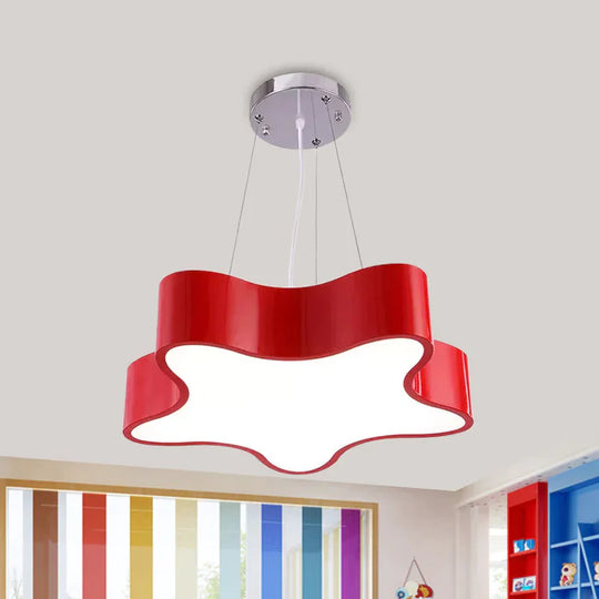 Kids Led Pendant Light Kit With Acrylic Shade Red/Yellow/Blue Star Hanging Chandelier For Bedroom