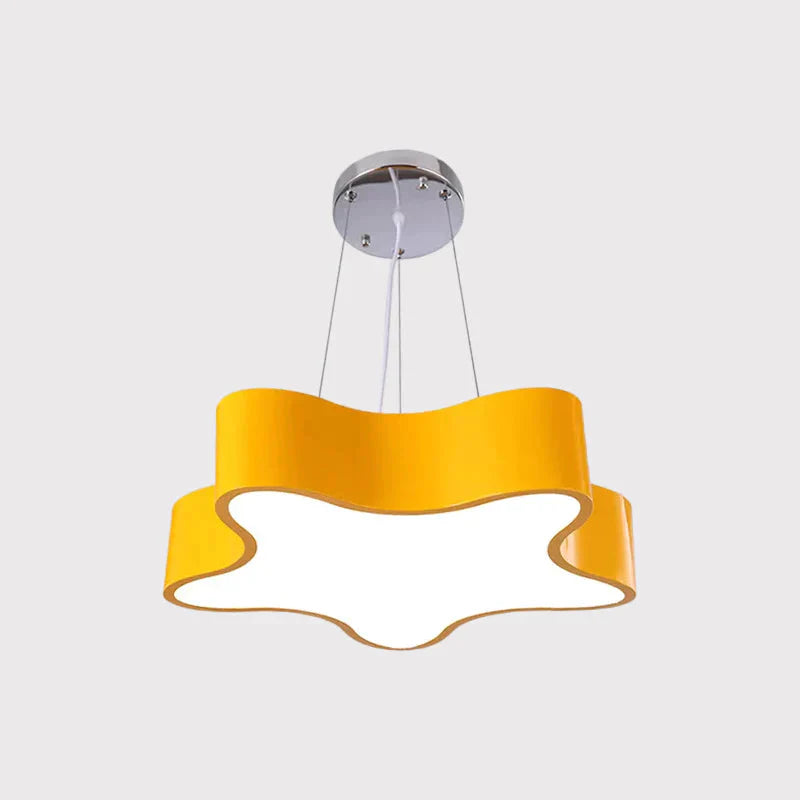 Kids Led Pendant Light Kit With Acrylic Shade Red/Yellow/Blue Star Hanging Chandelier For Bedroom
