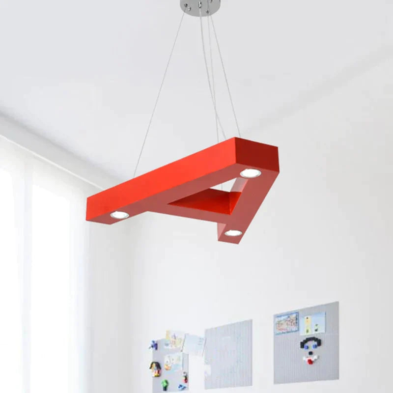 A/B/C - Shape Acrylic Ceiling Hang Fixture Macaroon Red/Yellow/Green Led Chandelier Light For Baby