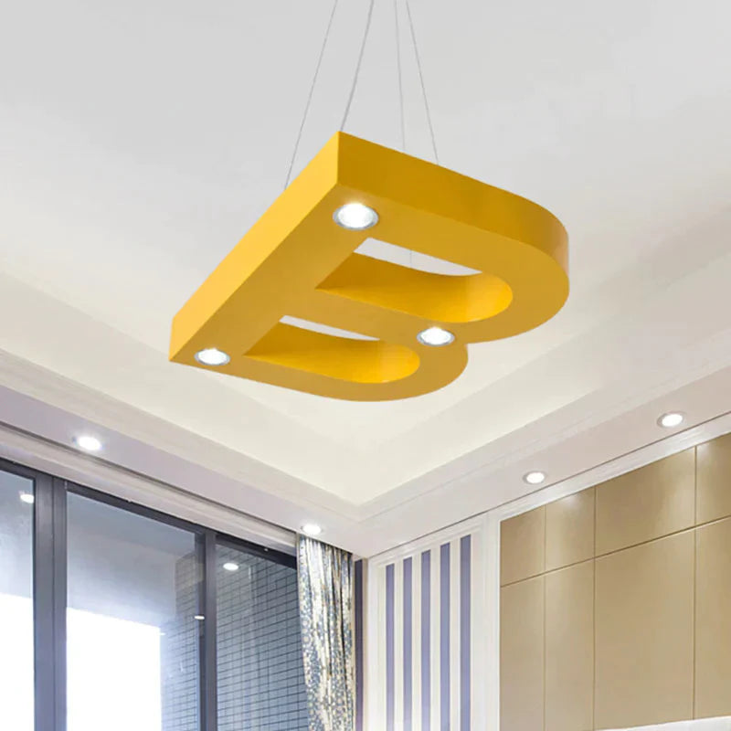 A/B/C - Shape Acrylic Ceiling Hang Fixture Macaroon Red/Yellow/Green Led Chandelier Light For Baby