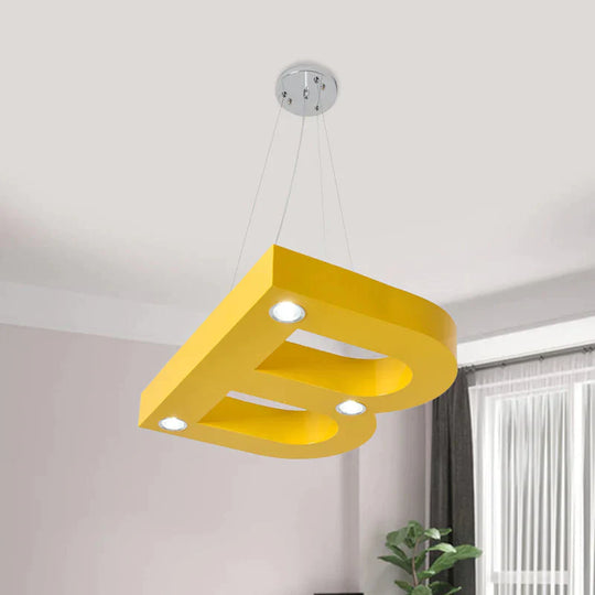 A/B/C - Shape Acrylic Ceiling Hang Fixture Macaroon Red/Yellow/Green Led Chandelier Light For Baby