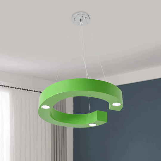 A/B/C - Shape Acrylic Ceiling Hang Fixture Macaroon Red/Yellow/Green Led Chandelier Light For Baby