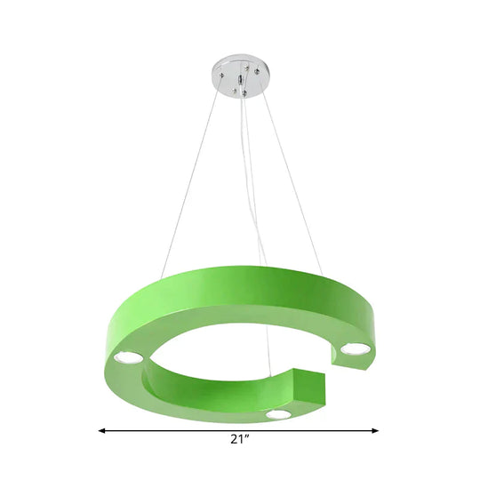 A/B/C - Shape Acrylic Ceiling Hang Fixture Macaroon Red/Yellow/Green Led Chandelier Light For Baby