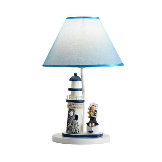 Minelava - Kids Conical Task Lighting Style Fabric 1 - Head Bedroom Table Light With Boy/Girl And