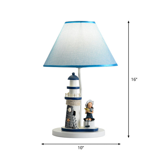 Minelava - Kids Conical Task Lighting Style Fabric 1 - Head Bedroom Table Light With Boy/Girl And