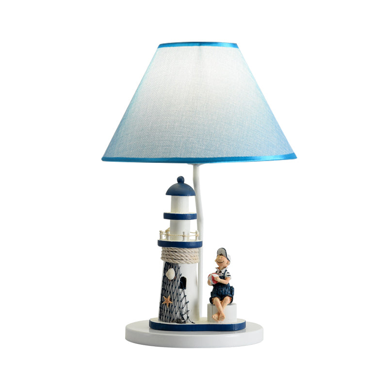 Minelava - Kids Conical Task Lighting Style Fabric 1 - Head Bedroom Table Light With Boy/Girl And