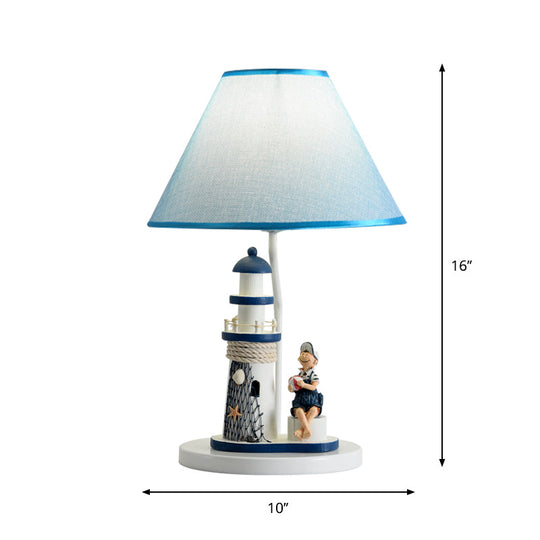 Minelava - Kids Conical Task Lighting Style Fabric 1 - Head Bedroom Table Light With Boy/Girl And