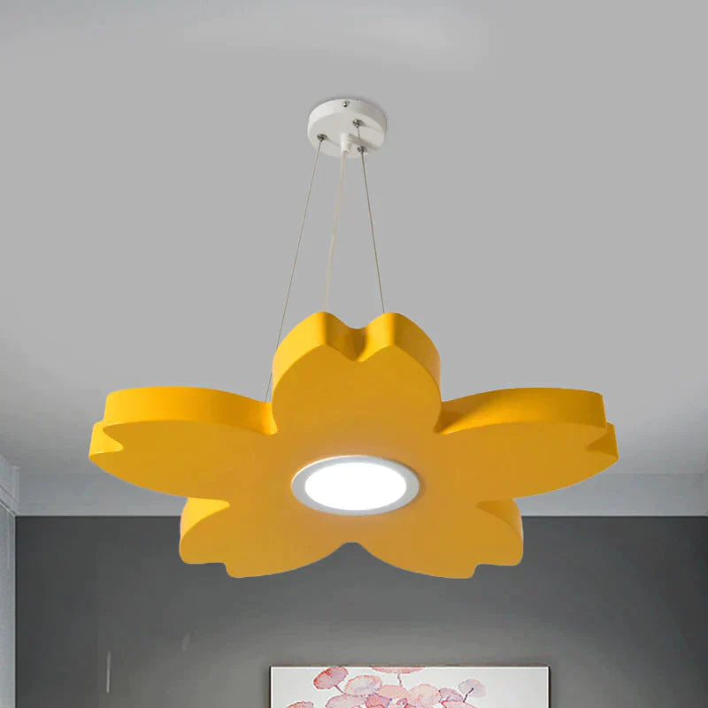 Red/Yellow/Blue Flower Chandelier Lamp Contemporary Led Metallic Ceiling Hang Fixture For Playing