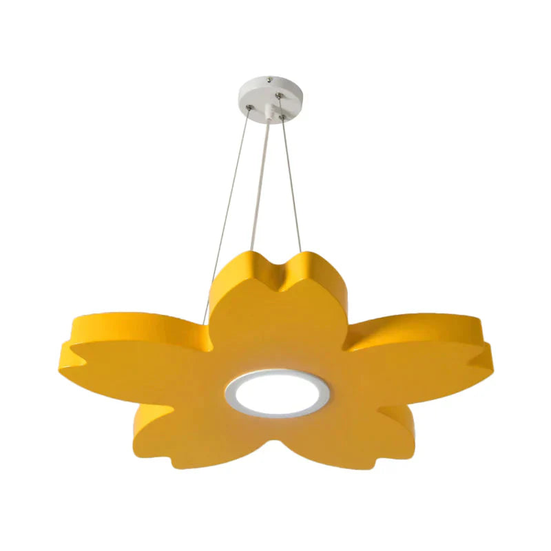 Red/Yellow/Blue Flower Chandelier Lamp Contemporary Led Metallic Ceiling Hang Fixture For Playing