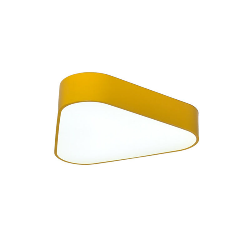 Triangular Fun: Kids Led Acrylic Flush Mount Light In White/Yellow/Purple For Close To Ceiling