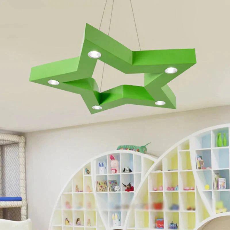 Acrylic Five - Pointed Star Led Ceiling Chandelier Macaroon Yellow/Blue/Green Suspension Pendant