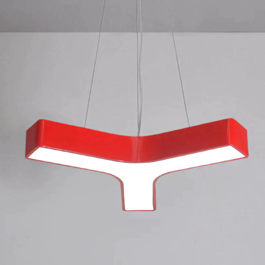 Led Kindergarten Chandelier Lamp Kids Red/Yellow Hanging Light Fixture With Y - Like Acrylic Shade