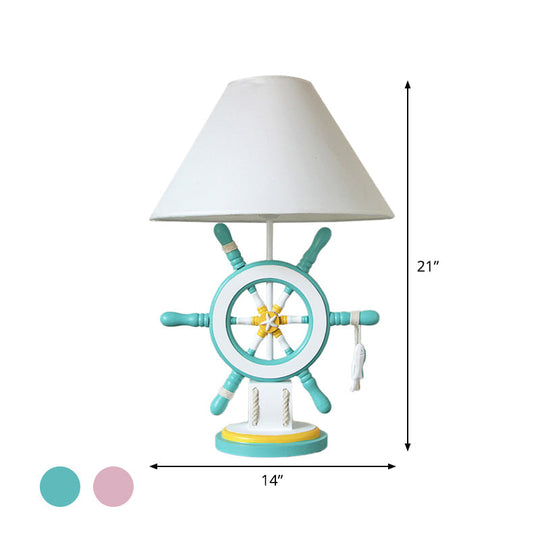 Elisa - Kids Rudder Resin Task Light Children Single Head Pink/Green Desk Lamp With Barrel White