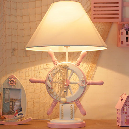 Elisa - Kids Rudder Resin Task Light Children Single Head Pink/Green Desk Lamp With Barrel White