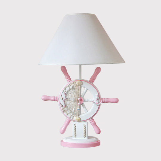 Elisa - Kids Rudder Resin Task Light Children Single Head Pink/Green Desk Lamp With Barrel White