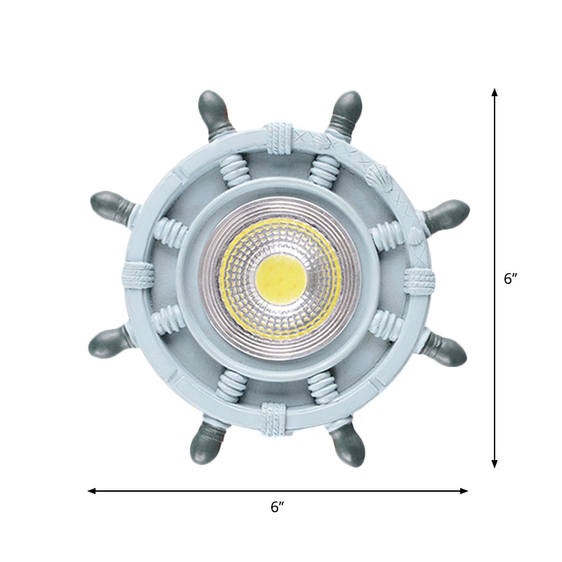 Navigate The Seas With Rudder Flush Mount Lighting Fixture For Kids Room In Blue Ceiling Light