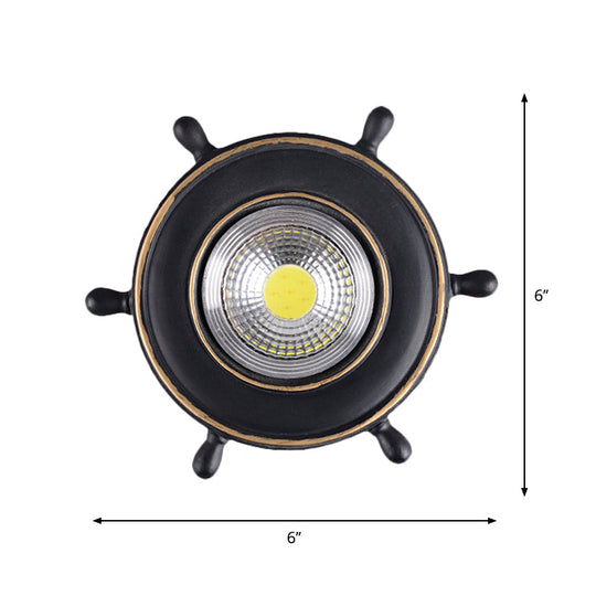 Navigate The Seas With Rudder Flush Mount Lighting Fixture For Kids Room In Blue Ceiling Light