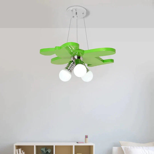 Battle - Plane Kindergarten Chandelier Lamp Acrylic 3 Heads Children Style Bulb Hanging Light In