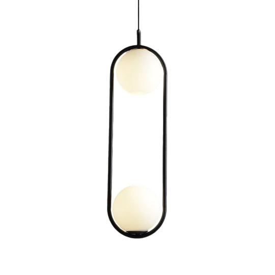 Modern Globe Pendant Light White Glass Black/Gold Hanging Ceiling Lamp For Bedroom Lighting