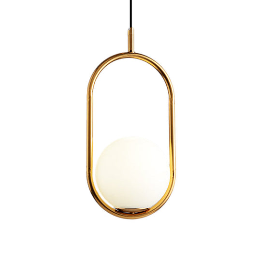 Modern Globe Pendant Light White Glass Black/Gold Hanging Ceiling Lamp For Bedroom Lighting