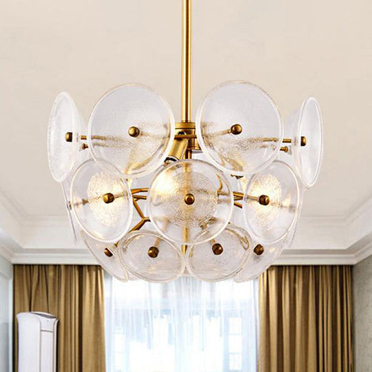 Menkent - Disc Chandelier: Post - Modern Gold Hanging Lamp / 16