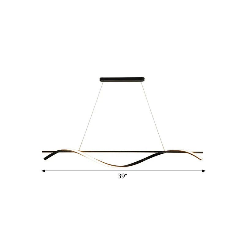 Minimalist Led Hanging Island Light For Dining Room In Black Warm/White
