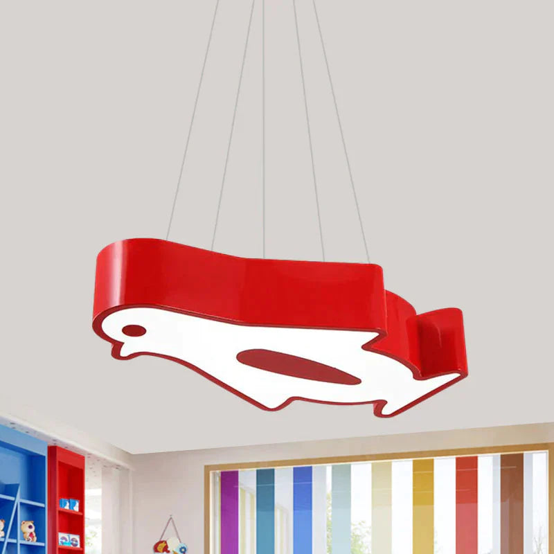 Led Hallway Flush Lighting Kids Red/Yellow/Blue Mount Light Fixture With Penguin Acrylic Shade Red