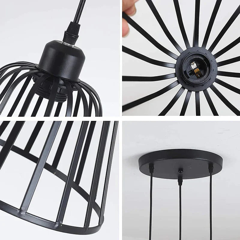 Industrial Style Retro Wrought Iron Chandelier Dining Room Living Home Decoration Small Cage