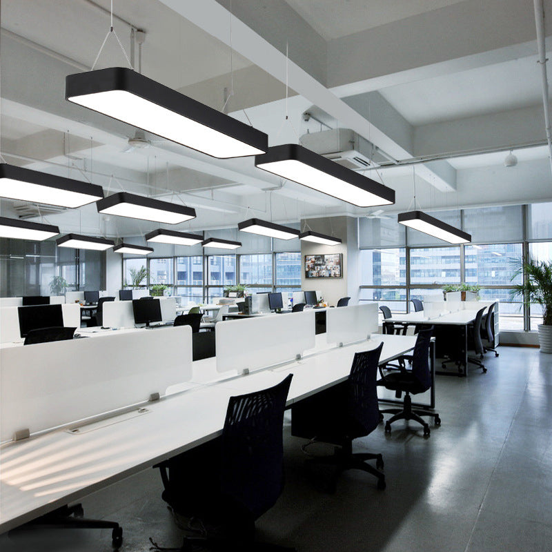 Gianfar - Office Led Hanging Pendant Modern Black Suspension Lighting With Rectangle Acrylic Shade