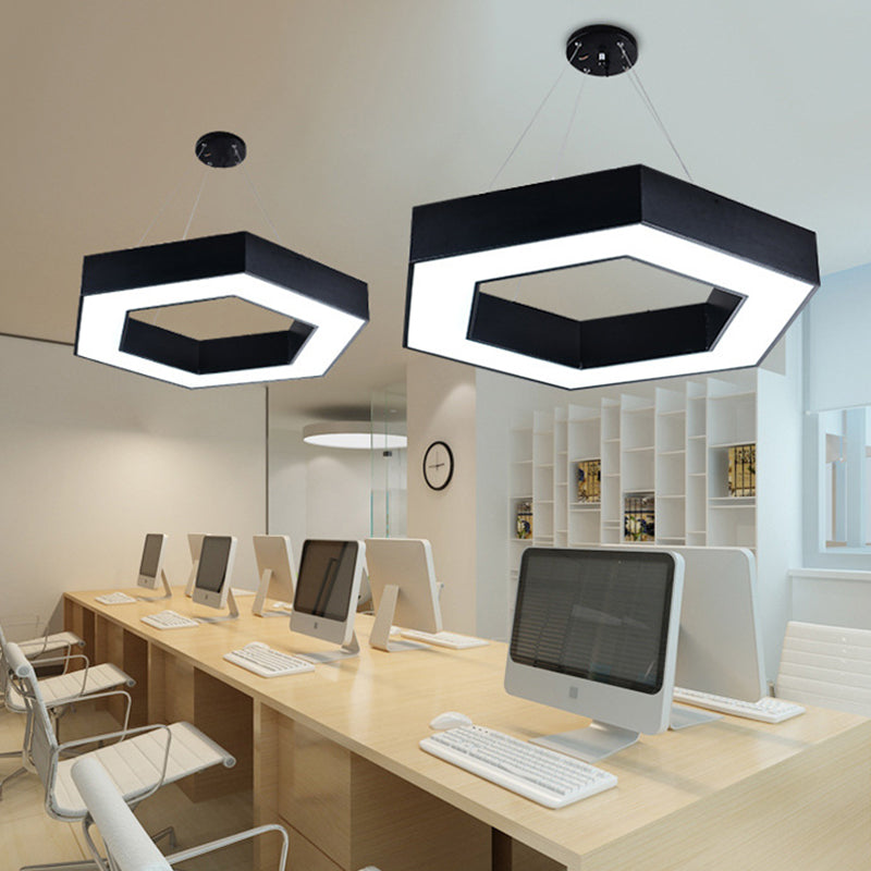Modernacrylic Hexagonal Hanging Pendant In Black/White For Office Black / 16’ Lighting