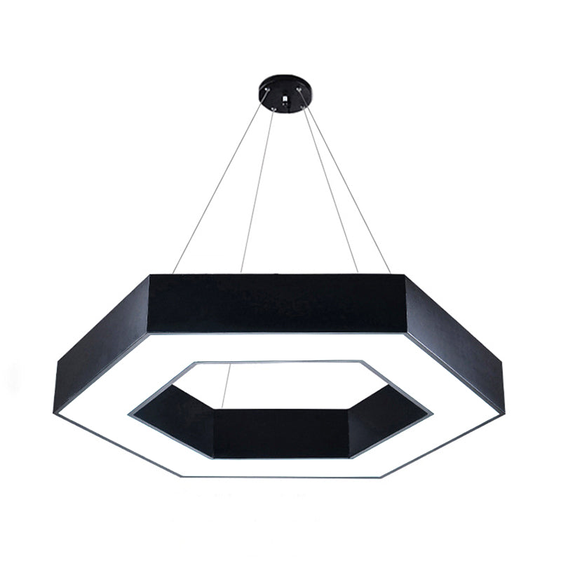 Modernacrylic Hexagonal Hanging Pendant In Black/White For Office Lighting