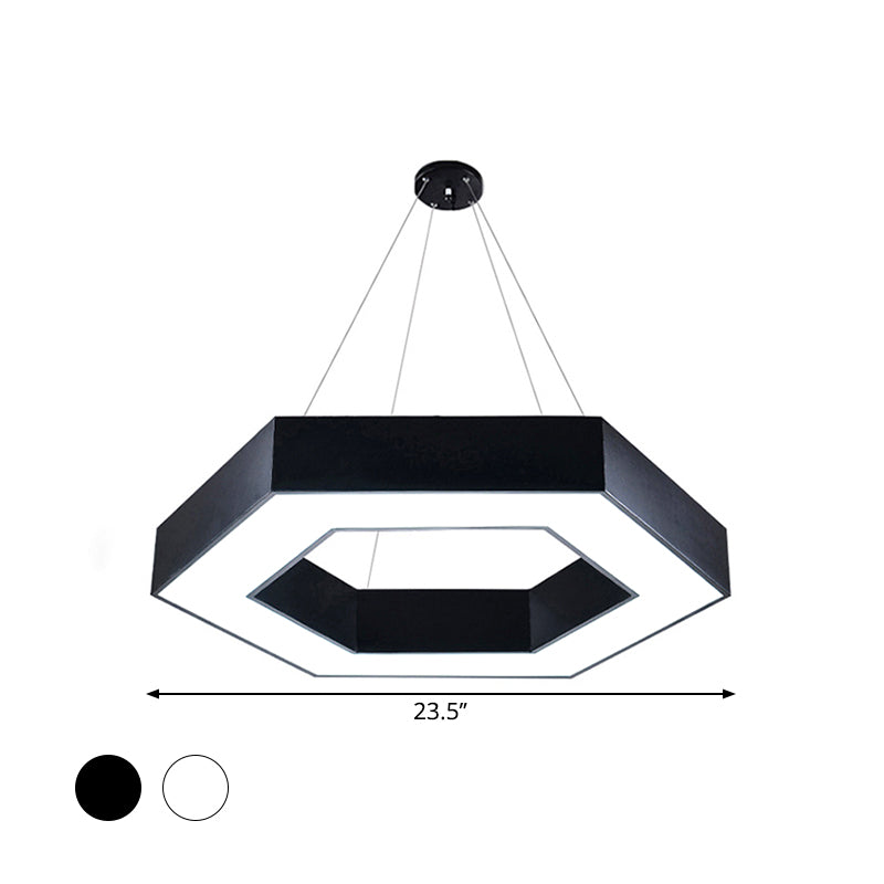 Modernacrylic Hexagonal Hanging Pendant In Black/White For Office Lighting