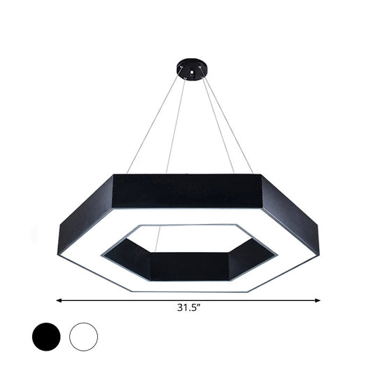 Modernacrylic Hexagonal Hanging Pendant In Black/White For Office Lighting