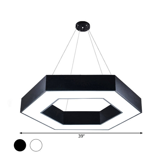 Modernacrylic Hexagonal Hanging Pendant In Black/White For Office Lighting