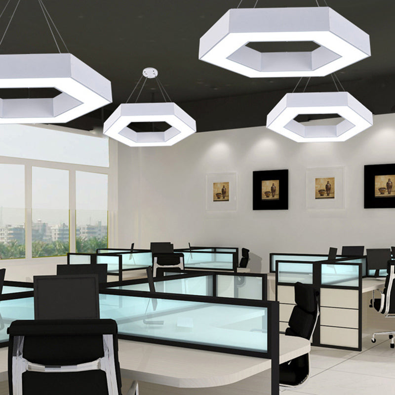 Modernacrylic Hexagonal Hanging Pendant In Black/White For Office White / 16’ Lighting