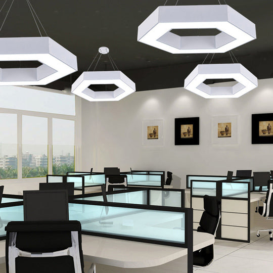 Modernacrylic Hexagonal Hanging Pendant In Black/White For Office White / 16’ Lighting