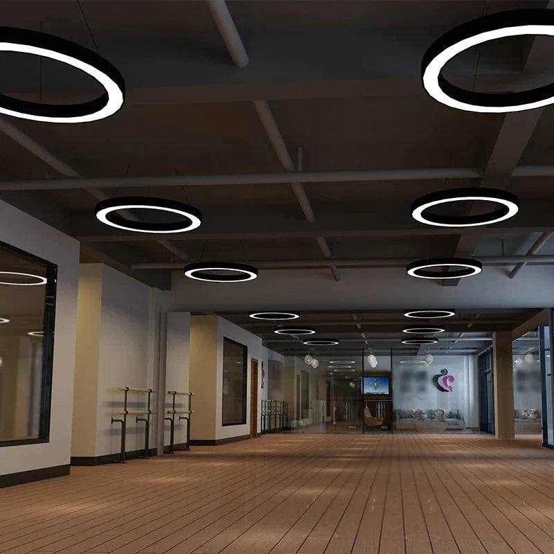 Circular Led Pendant Light In Black / 16’ Lights