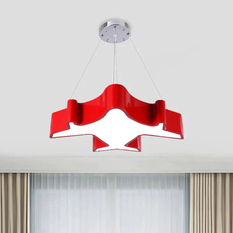 Plane Playing Room Pendant Lamp Acrylic Cartoon Style Led Chandelier Light Fixture In