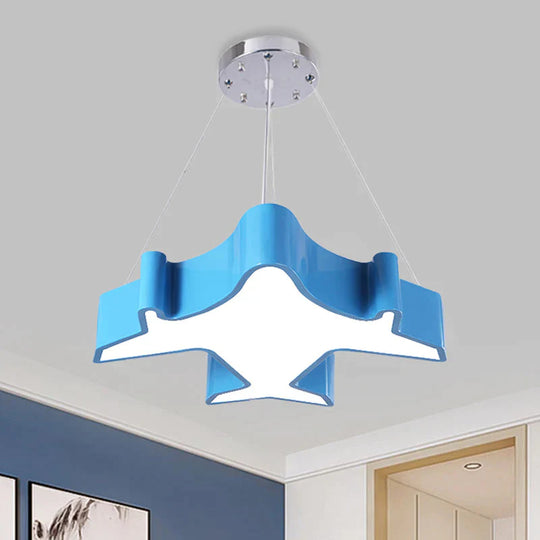 Plane Playing Room Pendant Lamp Acrylic Cartoon Style Led Chandelier Light Fixture In