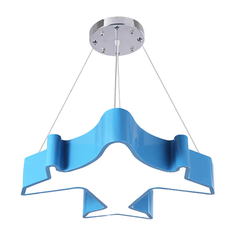 Plane Playing Room Pendant Lamp Acrylic Cartoon Style Led Chandelier Light Fixture In